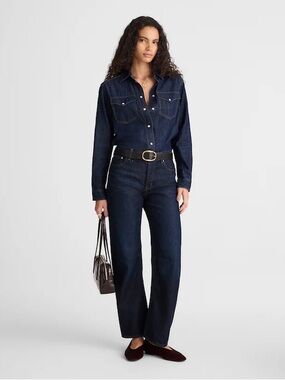 NWT Madewell The Tall Darted Barrel-Leg Jean in SoftDrape Foundry Wash Size 30